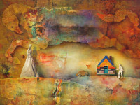 Mario Gómez, La fortuna distraída, óleo sobre tela, 120 x 180 cm., 2024